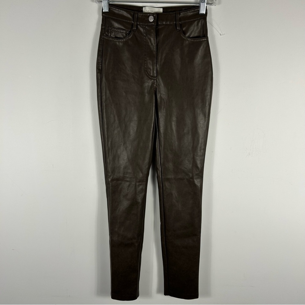 Aritzia Wilfred Melina Straight Leg SOFT Vegan Leather Pant Green Gray Size 0